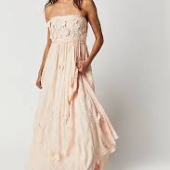 NEW Free People Rosa Maxi Dress Peach Flowers Sz M - Picture 13 of 15